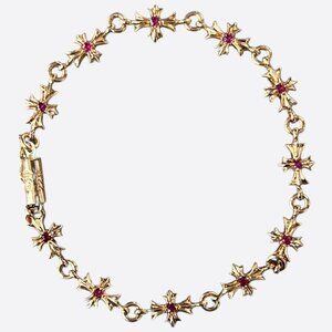Chrome Hearts 22K Yellow Gold & Pink Rubies Tiny-E Bracelet